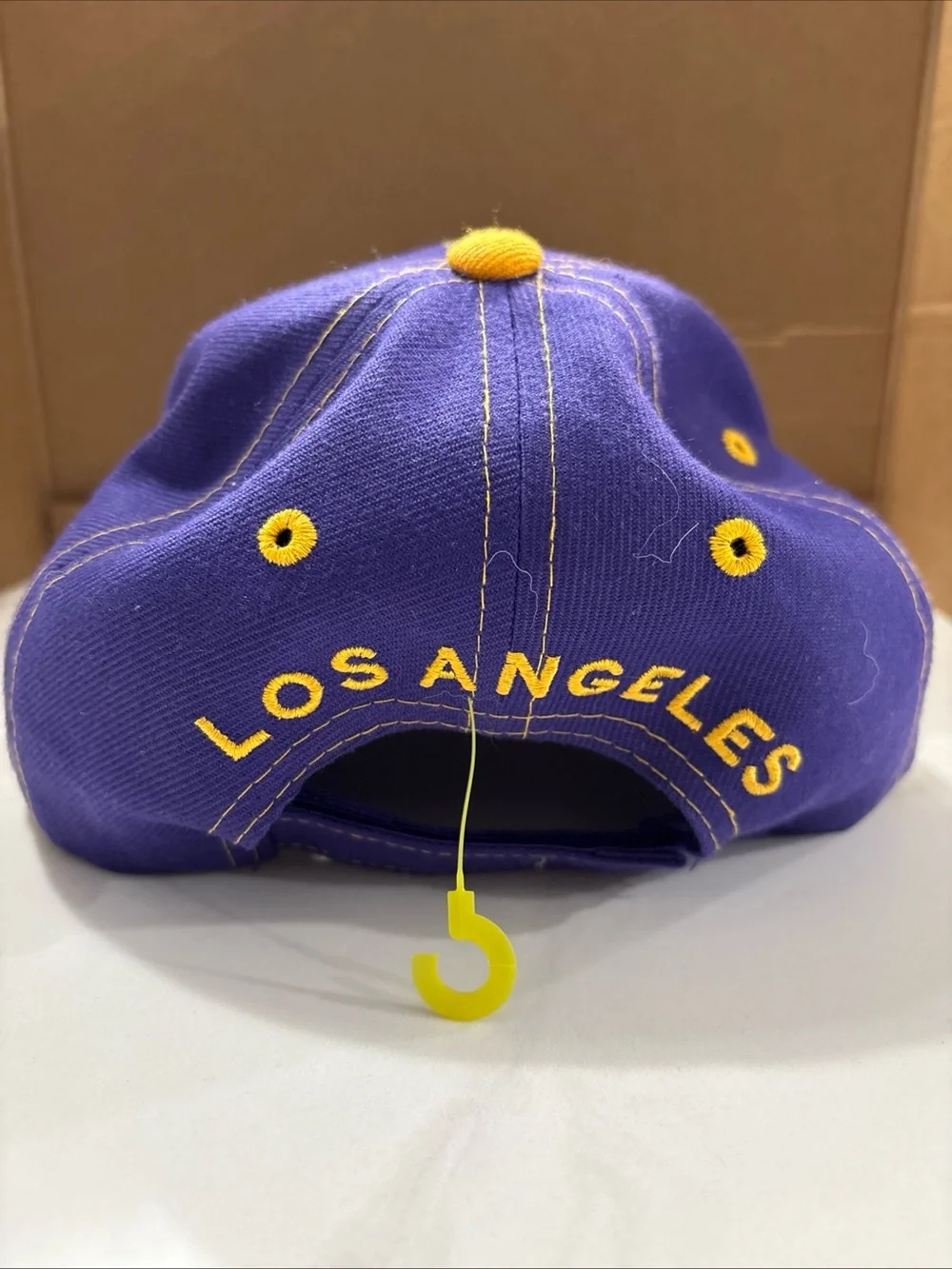LA Los Angeles Embroidery Logo Mens Purple Yellow Ajustable Cap 100% Polyester